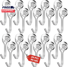 20Pack Magnetic Hooks 30Lbs+ Swivel Swing Magnet Hooks Heavy Duty Strong Magnets