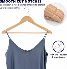 Wooden Hangers Pack of 10 20 & 50 & 100 Suit Hangers Premium Natural Finish Home