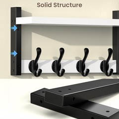 Facilite 35” White Coat Rack Wall Mount with Shelf, Solid Wood Coat and Key …