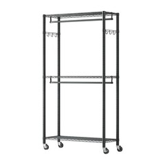 VEVOR Rolling Clothes Rack 3 Tiers Adjustable Height Clothing Garment Rack Black
