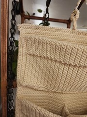 IKEA LIDAN Ivory Crochet 9 Pocket Hanging Storage Organizer 12 1/2 x 42 1/2″