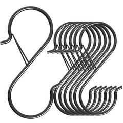 7 Pack S Hooks for Hanging with Safety Buckle, 5 inch Heavy Duty Black Vinyl …
