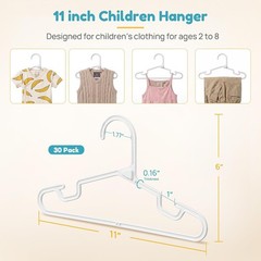 30 Pack Kids Hangers, 11 inches Baby Clothes Hangers for Closet, StackFit