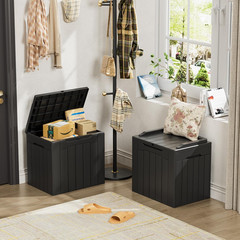 Stackable 30 Gal Plastic Storage Bin with Lid – Black Organizer for Home & Offic