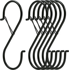 6 Pack 5 Inch S Hooks for Hanging, Heavy Duty S Hooks with Safety Buckle, S
