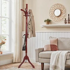 Solid Wooden Coat Rack Hat Hanger Hooks Hall Entryway Jacket Umbrella Tree Stand