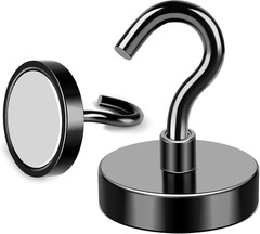 MIKEDE Black Magnetic Hooks, 85Lbs Heavy Duty Earth Magnets with Hooks for Cruis