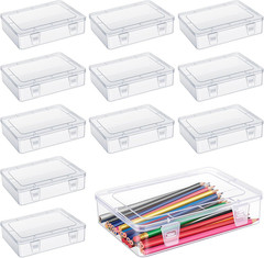 12 Pack Clear Stackable Storage Boxes with Lids – Ideal for Home & Office
