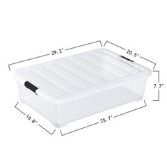 Idotry 50 Quart Under Bed Storage Box, Stackable Bin with Lid & Wheels, 3-Packs