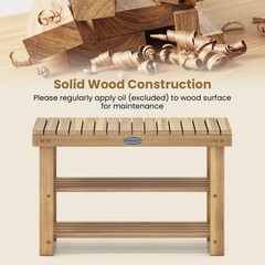 3-Tier Solid Wood Shoe Rack Bench Free Standing Shoe Organizer w/Slatted Shelves