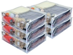 5-Pack Large 20″ x 23″ x 6″ Vinyl Plastic Zippered Storage Bags Clear 11.9 Gal