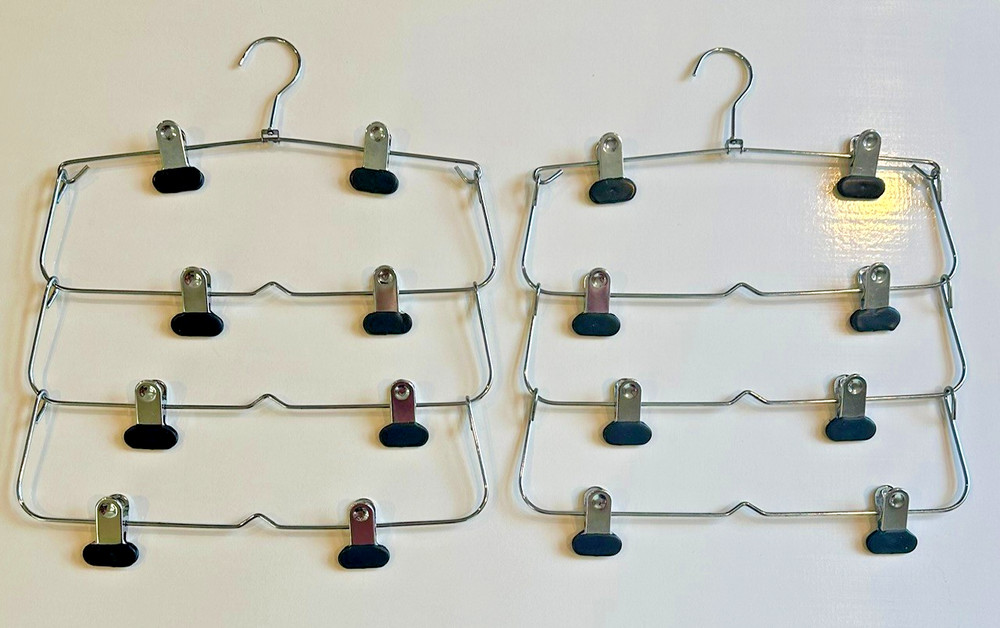 4-Tier Adjustable Metal Pant Hangers With Clips Space-Saving Design (2)