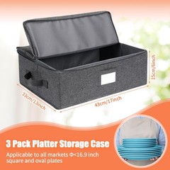 3 Pcs Platter Storage Case China Storage Container Stackable China Boxes Hard…