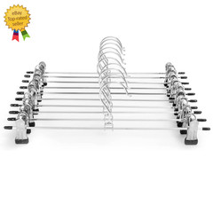 Pants Hangers with Clips Heavy Duty 10 Pack Adjustable Metal Pants Hanger Skirt