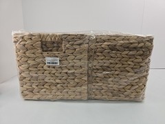 (6) 10.5 x 10.5in Wicker Storage Baskets for Shelves, Water Hyacinth Storage…
