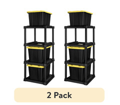 (2 pack) 4 Tier Tote Rack, Holds Four 27 Gallon Industrial Storage Totes, Black