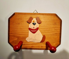Wooden Dog Leash Hanger or for Collars, Keys, Coats, 9-1/2″w x 6-5/8″ – Handmade