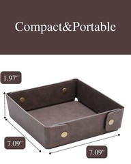 Faux Leather Valet Tray Organizer for Men – Catch-All Tray for Entryway Table…