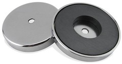Heavy Duty Round Base Magnets 200lb Pull Chrome Plated 4.9in Diameter 2 Pack