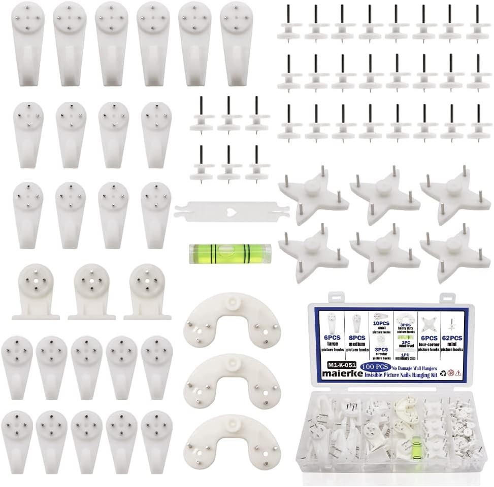 100PCS Concrete Wall Hooks Cinder Block Wall Hangers,Picture Hangers for Concret