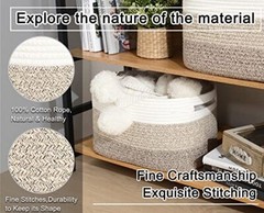 3 Pack Storage Basket, Woven Baskets for Storage, Cotton Rope Basket for Toys