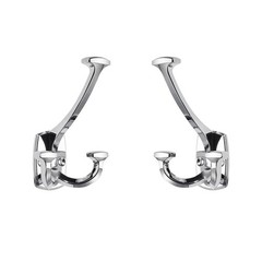 2 Pack Large Polished Chrome DoubleSided Solid Coat Towel Robe Triple Hook