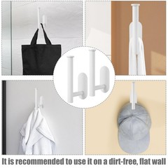 PEUTIER 2pcs Stainless Steel Hat Racks for Baseball Caps, No Drill Hooks, White
