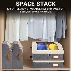 2-in-1 Hat Organizer for Baseball Caps Holds 48-60 2 Pack-Large White and Grey
