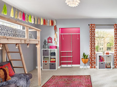 55300 Closet Maximizer with (4) Shelves & Double Hang Rod, Tool Free Add on Unit