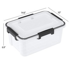 Idotry 10 Qt Plastic Stackable Storage Box with Latching Lid, 6X Clear Container