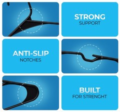 Heavy-Duty Non-Slip Plastic Clothes Hangers – 20/50 Pack, White & Black