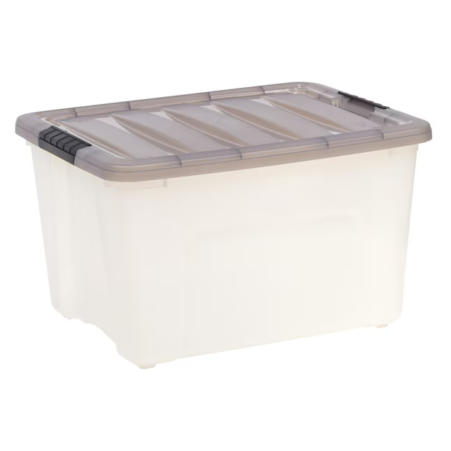 IRIS Medium 10 -Gallons ( 40 -Quarts ) Gray Stackable Tote with Latching Lid