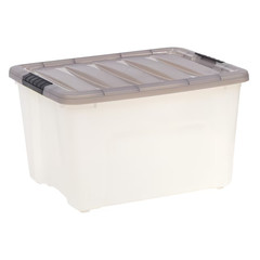 IRIS Medium 10 -Gallons ( 40 -Quarts ) Gray Stackable Tote with Latching Lid