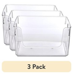 (3 pack) Clear Glossy Plastic Open Front Organizer Bin