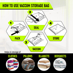 Vacuum Storage Bags – Space Saver for Clothes & Travel with Hand Pump – 12 Pack