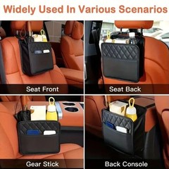 PU Leather Car Seat Organizer Storage Bag Universal Auto Backseat Pocket