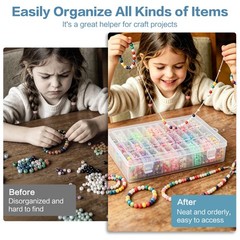 FODIENS Bead Organizer Box, 72 Pcs Mini Clear Bead Storage with Hinged Lid an…