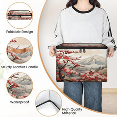 Cherry Blossom Storage Bins with Zipper Lid – Foldable Clothes Organizer