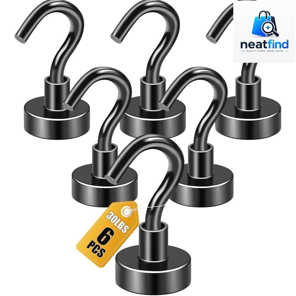 Magnetic Hooks 6pcs 30lbs+ Cruise Essentials 2026 Magnet Hook Black | Neodymi…