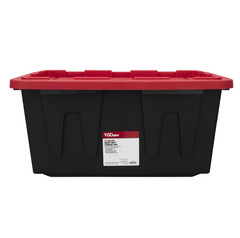 4 Pack Hyper Tough 27 Gallon Storage Bin w/Snap Lid Heavy Duty Black Red