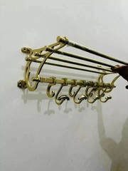 Vintage Wall Mounted Coat Hat Rack with Top Shelf 8 Double Hooks Metal Entryway