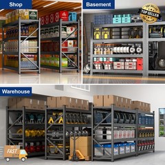 Heavy Duty Garage Shelving – 71&71″W Metal Storage Rack Shelves for Warehouse