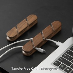 Black Walnut Wood Cable Organizer (3-Slot) Desk Cord Management Cable Holder …