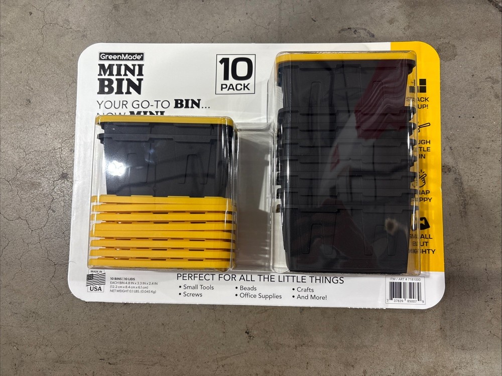 NEW 🔥10 Pack Greenmade Mini Bins with Lids Stackable Storage Bins Organizing