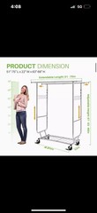 Hokeeper Double Clothing Garment Rack With Shelves 600lbs Capacity On Wheels
