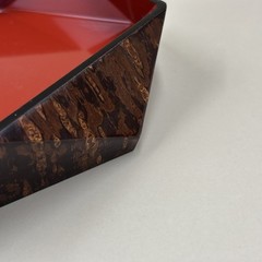 Japanese Cherry Bark Hexagonal Wooden Accessory Valet Tray Bowl Mid Century