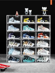 10x Magnetic Shoe Storage Boxes Full Clear Drop Side AJ Sneaker Organizer Case