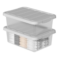 2 Pack 14 Quart Medium Storage Bins SeeThrough Organizing Box Latches