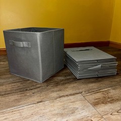 Set Of 6 Gray Fabric Storage Cubes – 11x11x10 Inches – Organization, Foldable