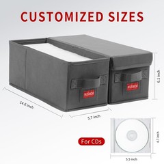 NUSWOR Stackable CD Organizer Box with Lid | 4 Pack | Grey